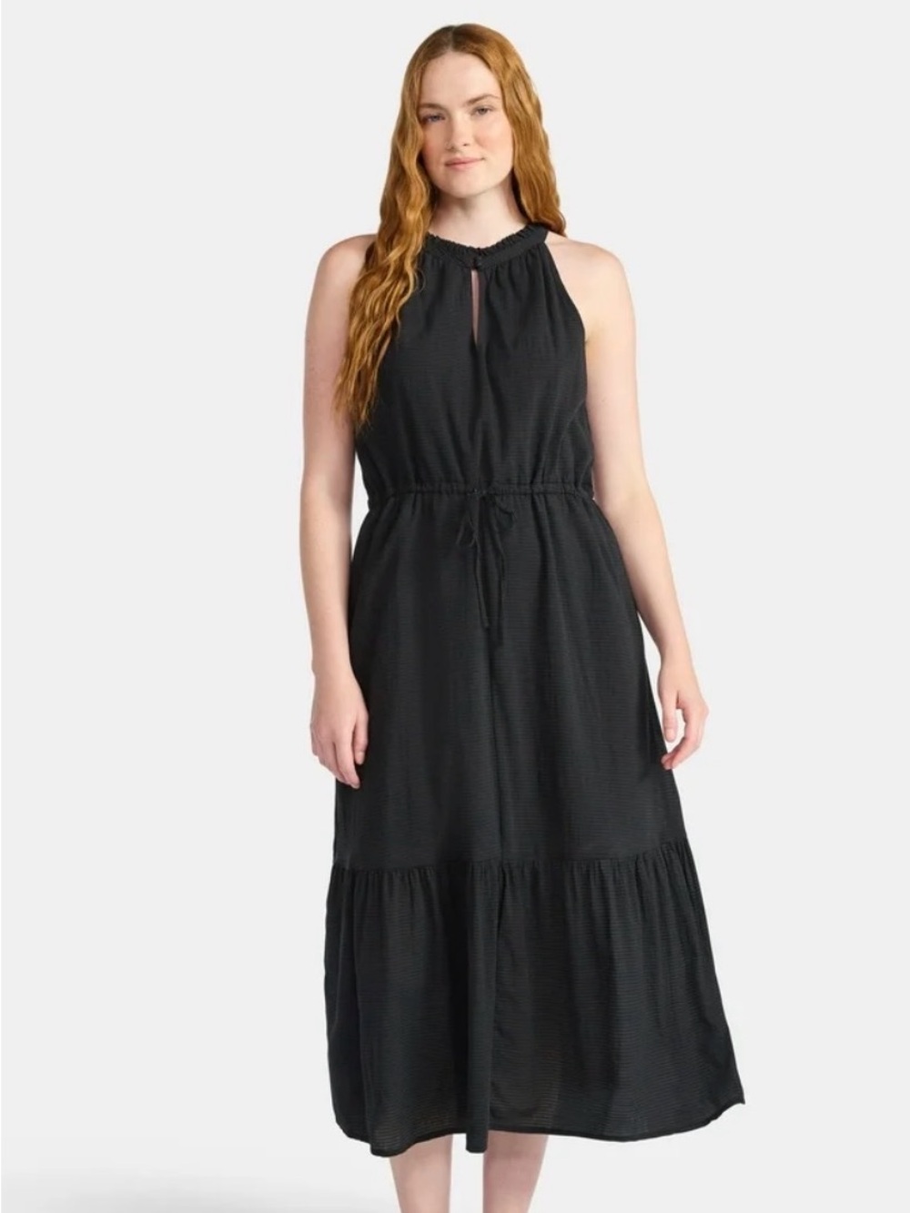 Plus Size 2X Black Sundress Vacation Casual Summer Dress Pockets Minimalist